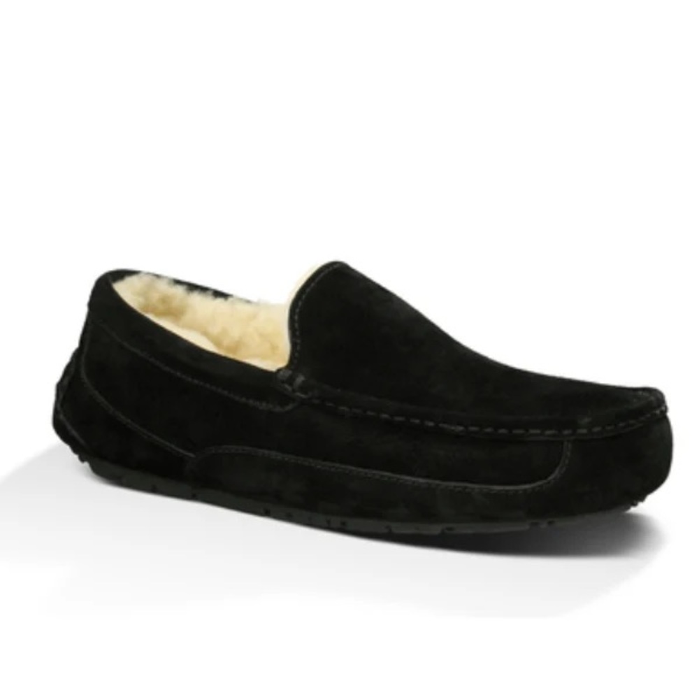 Men’s Black Suede Ascot Slippers Size 10 New